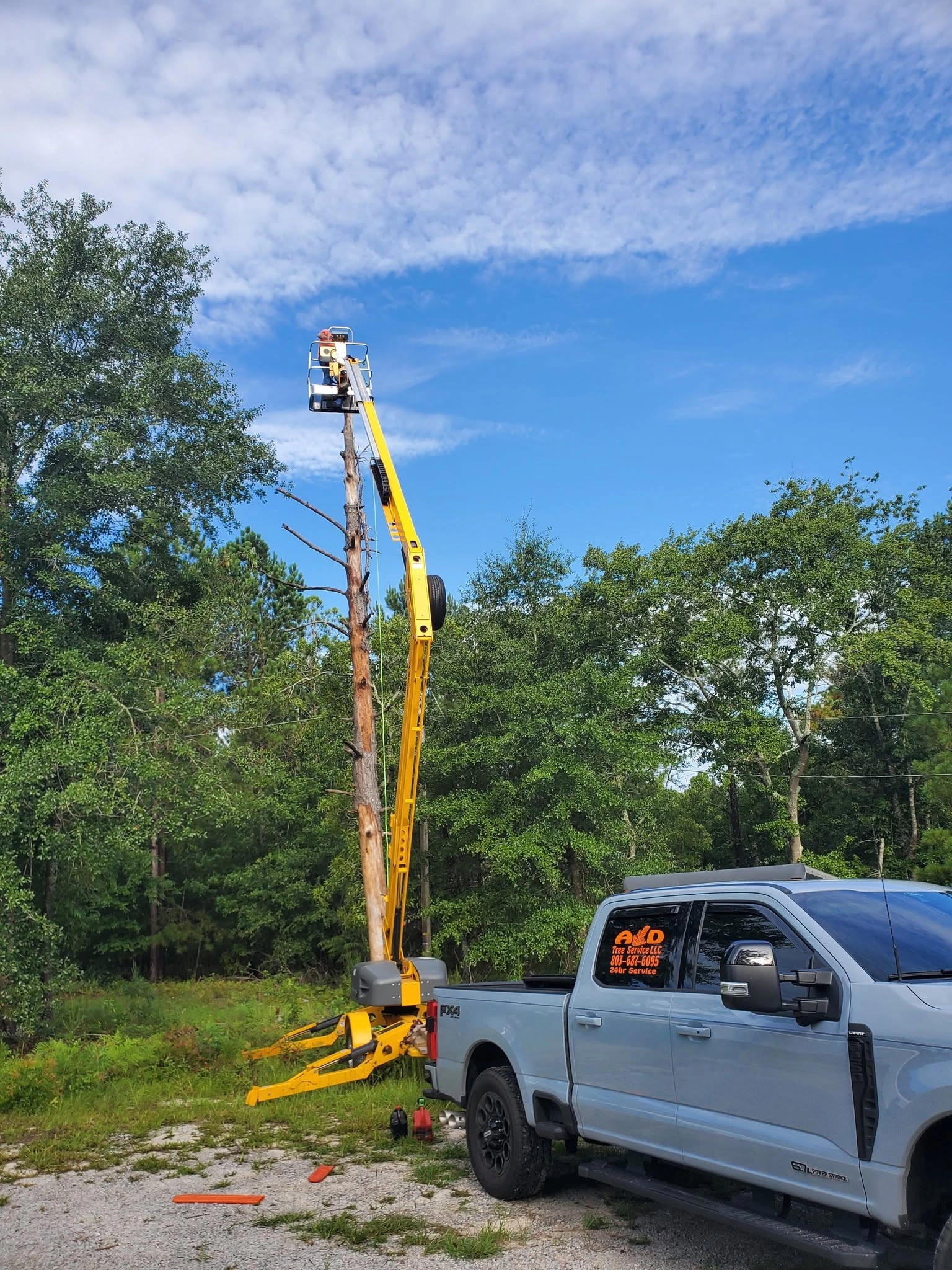 A&D boom lift dead pine snag cayce