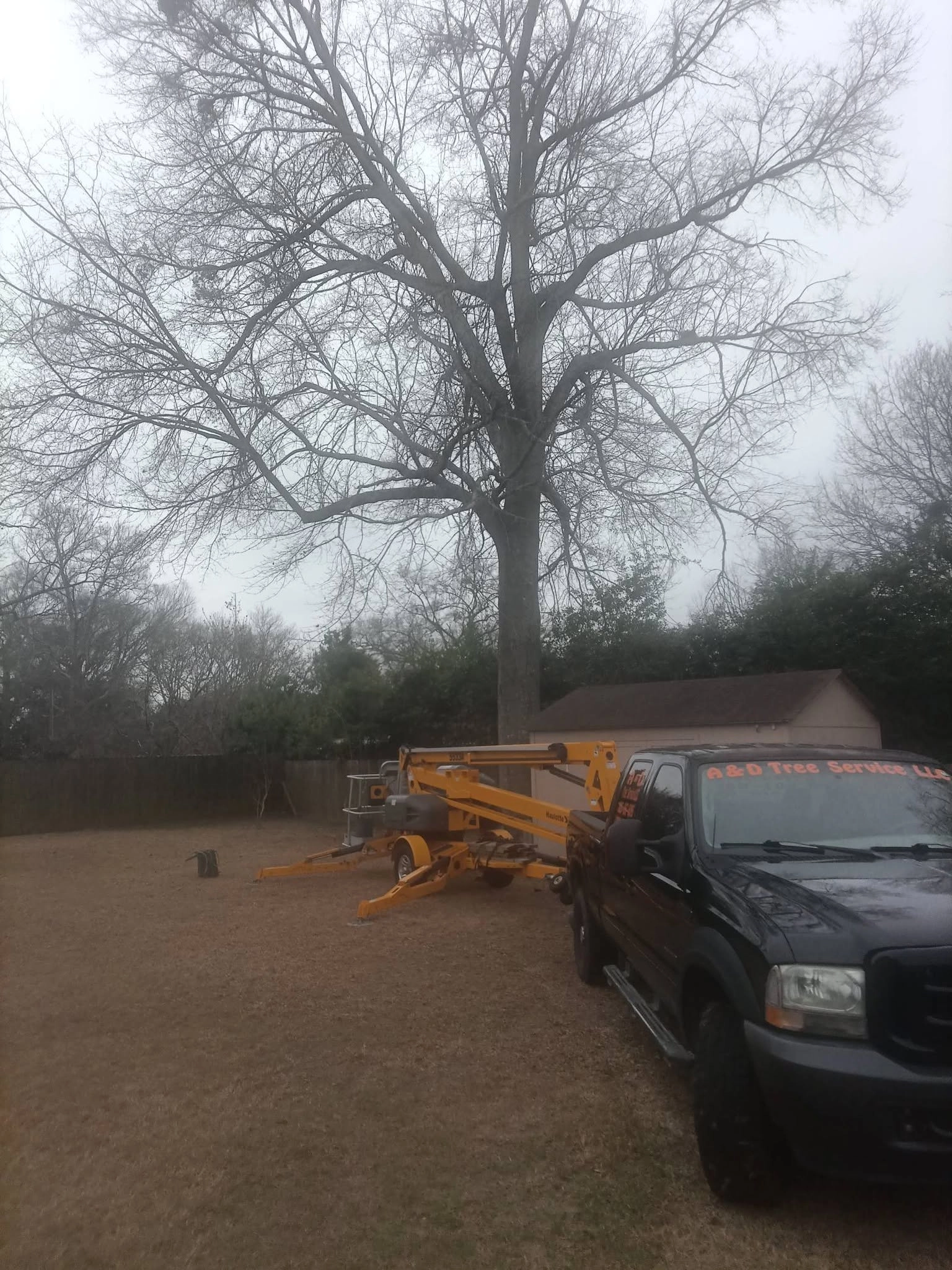 A&D lettered windshield truck towable lift shed cayce
