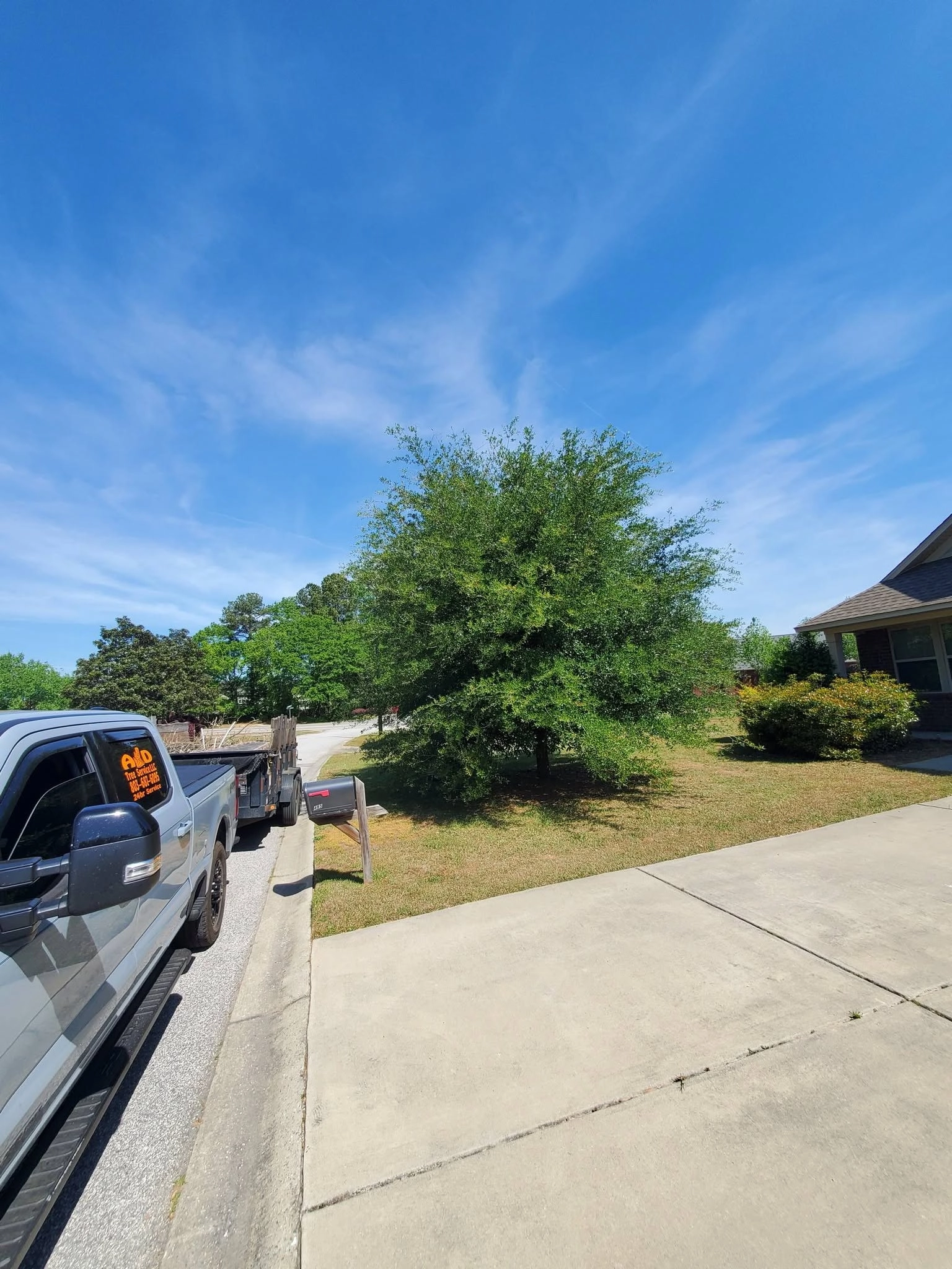 A&D logo truck mailbox oak driveway cayce