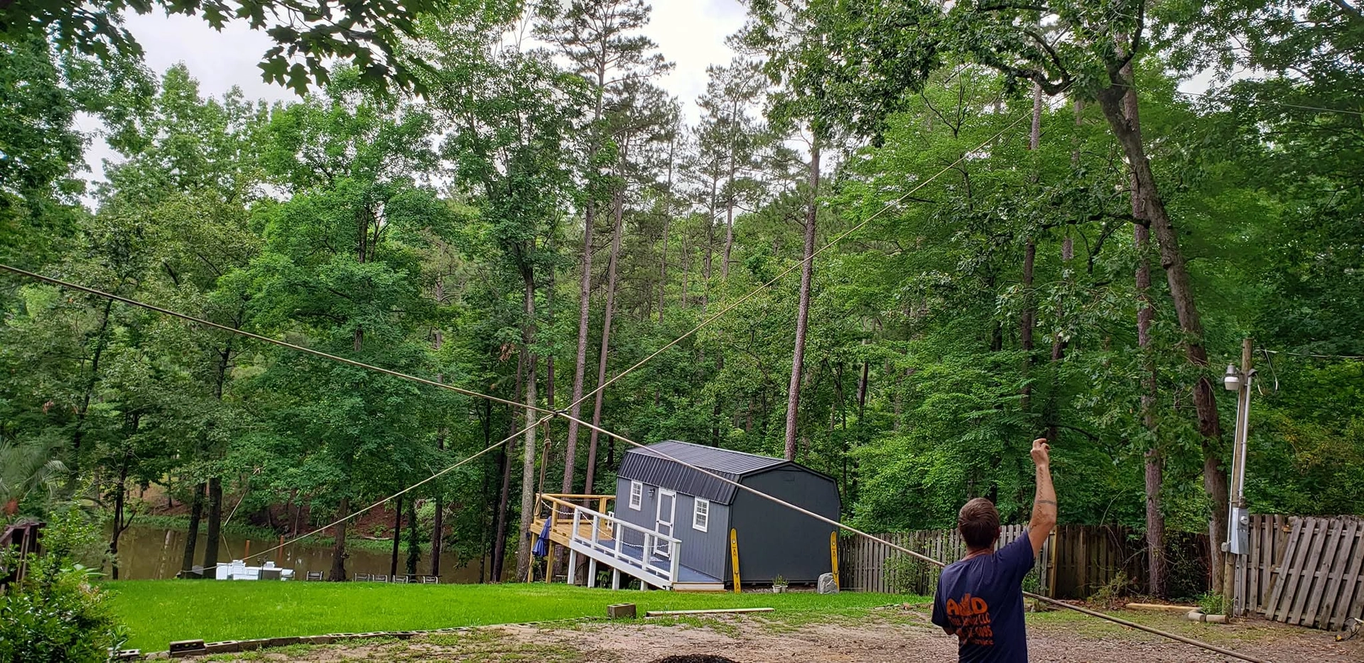A&D worker crossed pull ropes barn shed pond cayce