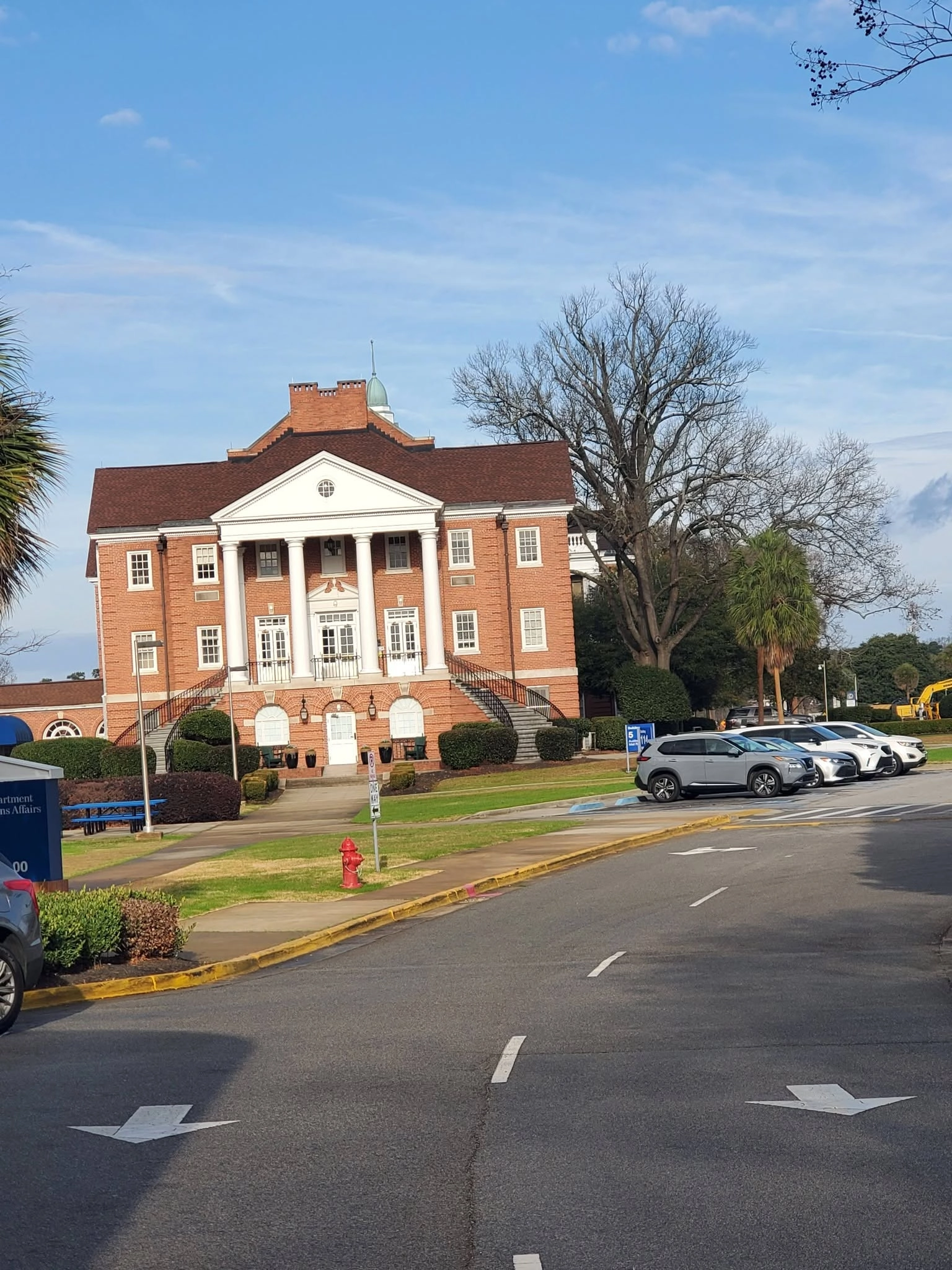 Brick columned va building bare oak palmettos columbia sc