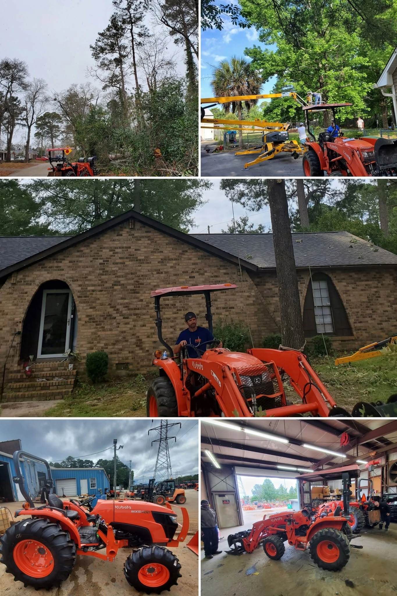 Kubota tractor collage arched window brick house cayce