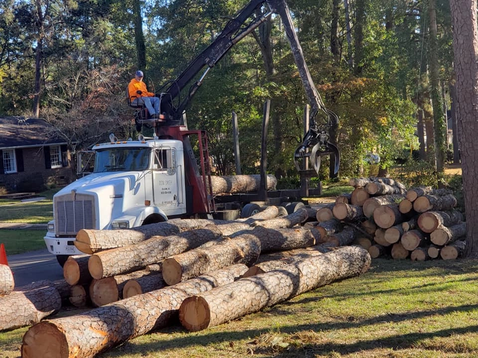 Log truck grapple loader pine logs lawn cayce sc